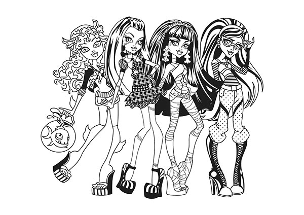 Desenhos para Colorir Monster High imprimir grupo - Brinquedos de Papel